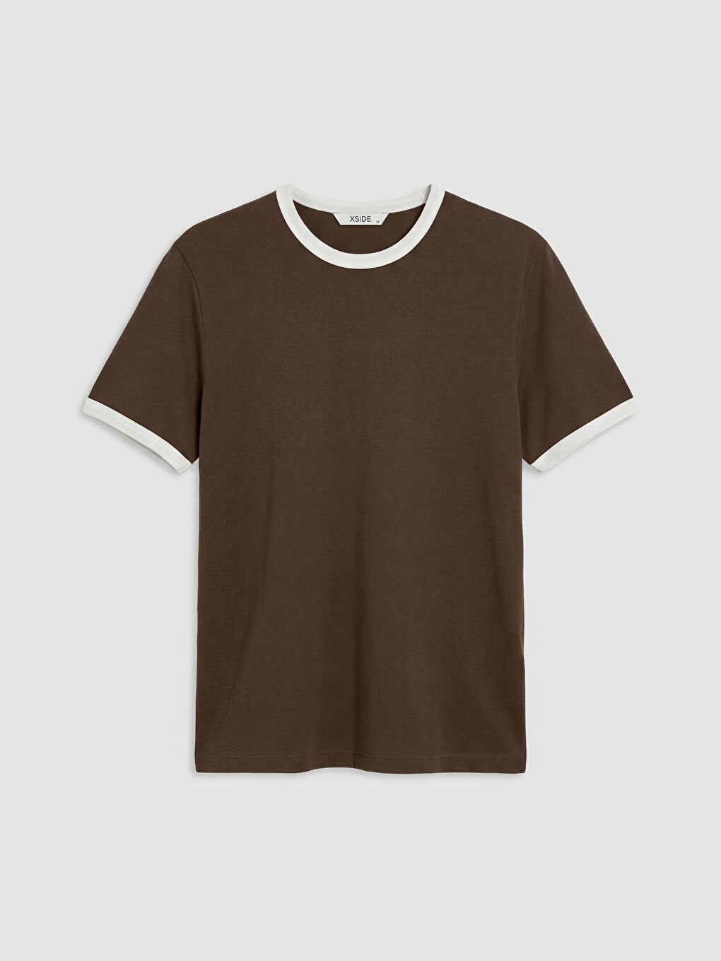 Kahverengi Bisiklet Yaka Penye Erkek Tişört-4