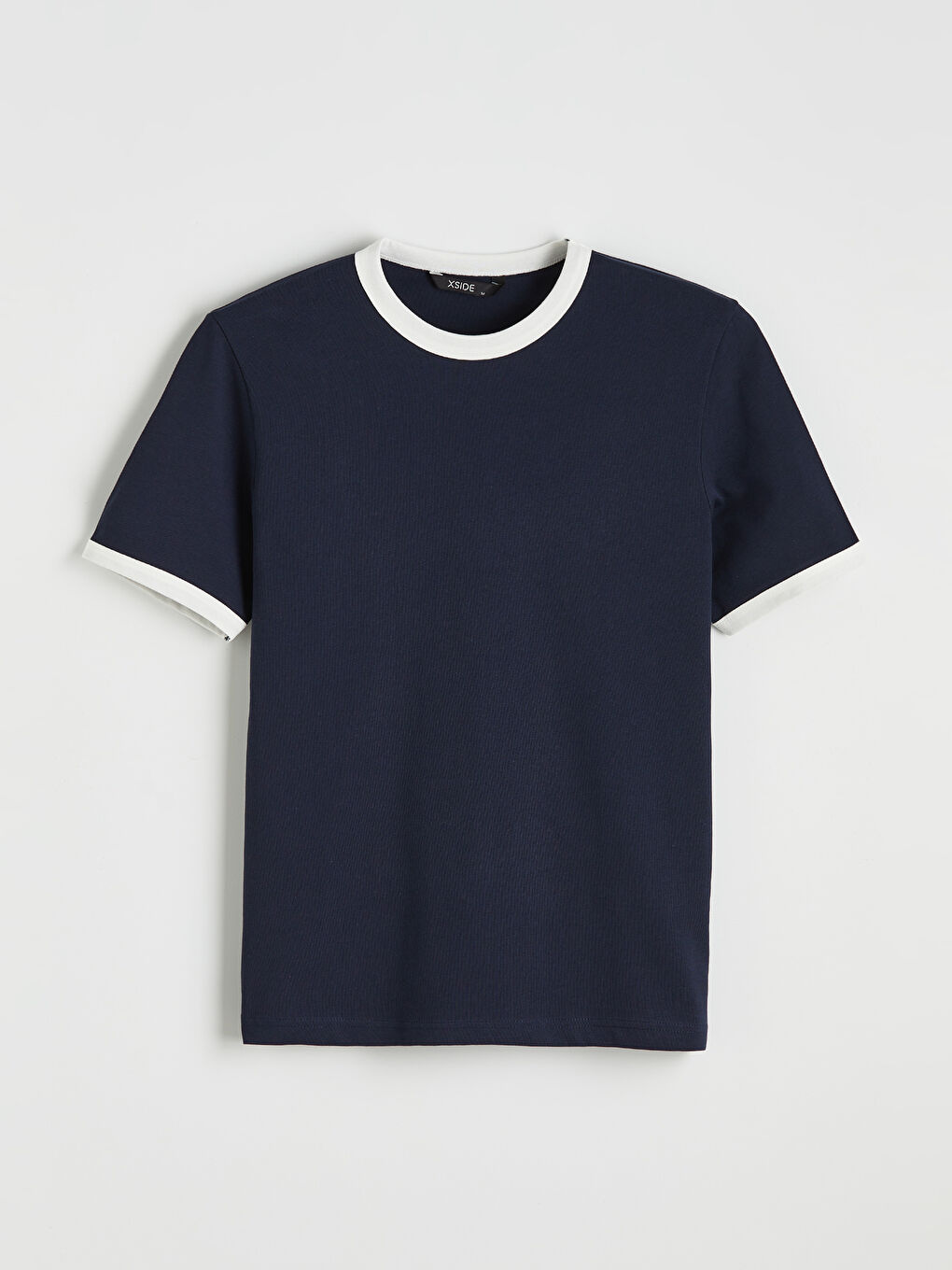 Lacivert Bisiklet Yaka Penye Erkek Tişört-4