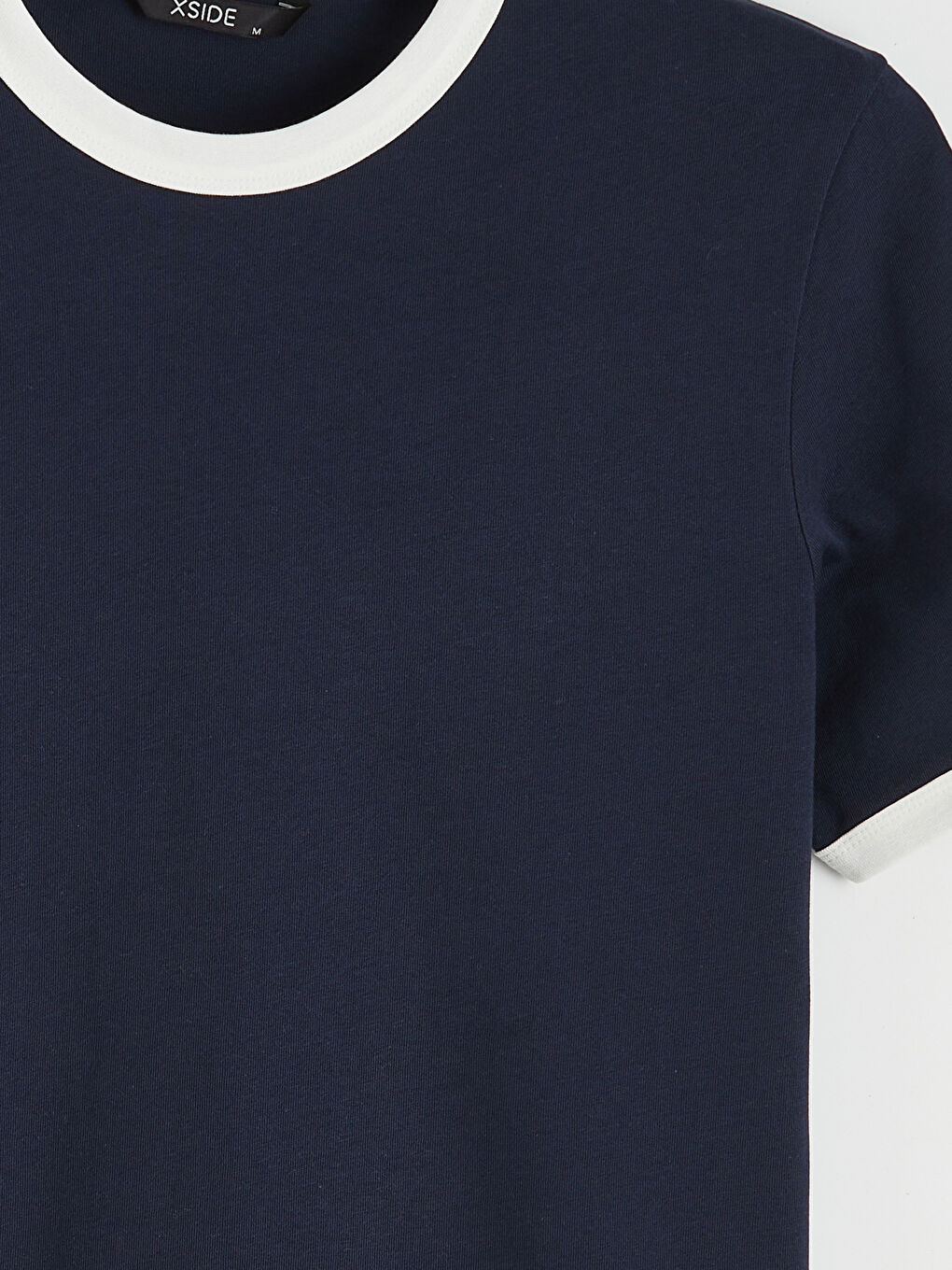 Lacivert Bisiklet Yaka Penye Erkek Tişört-5