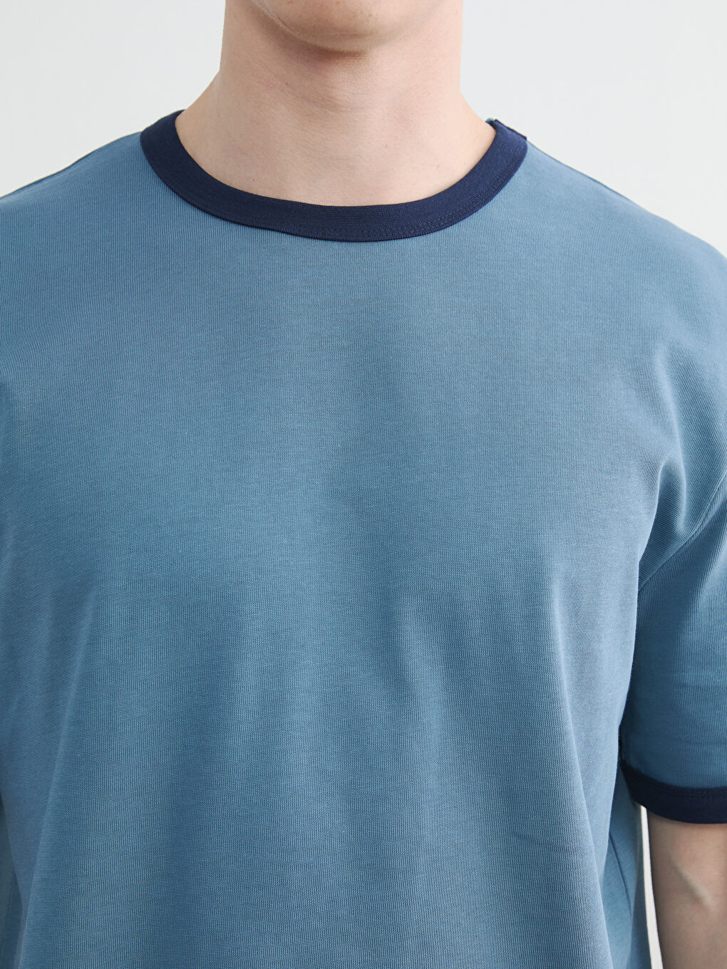 İndigo Bisiklet Yaka Penye Erkek Tişört-2