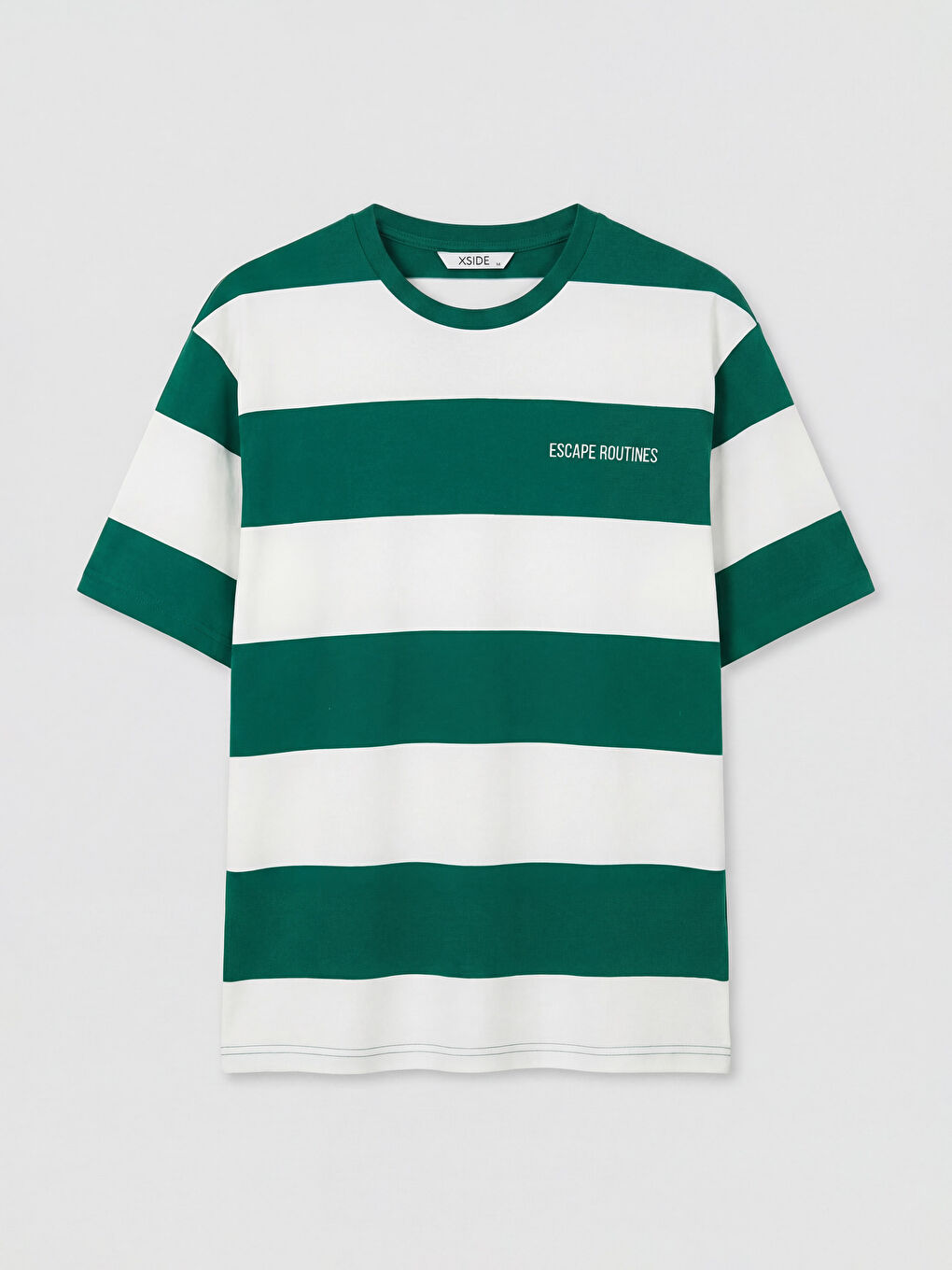 Yeşil Bisiklet Yaka Çizgili Erkek Tişört