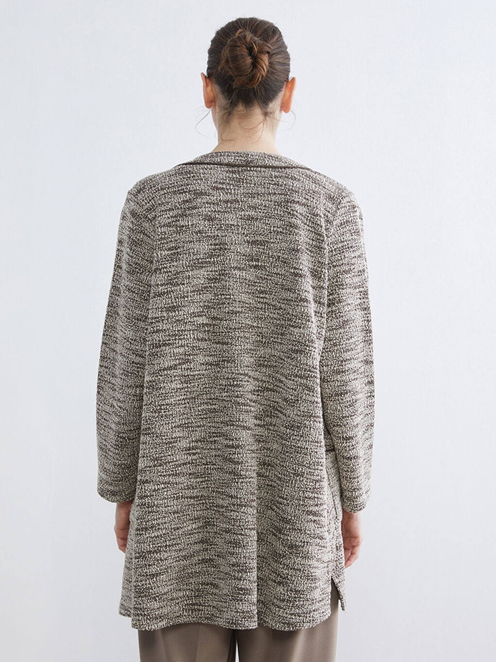 Kahverengi Bisiklet Yaka Desenli Kadın Hırka-3