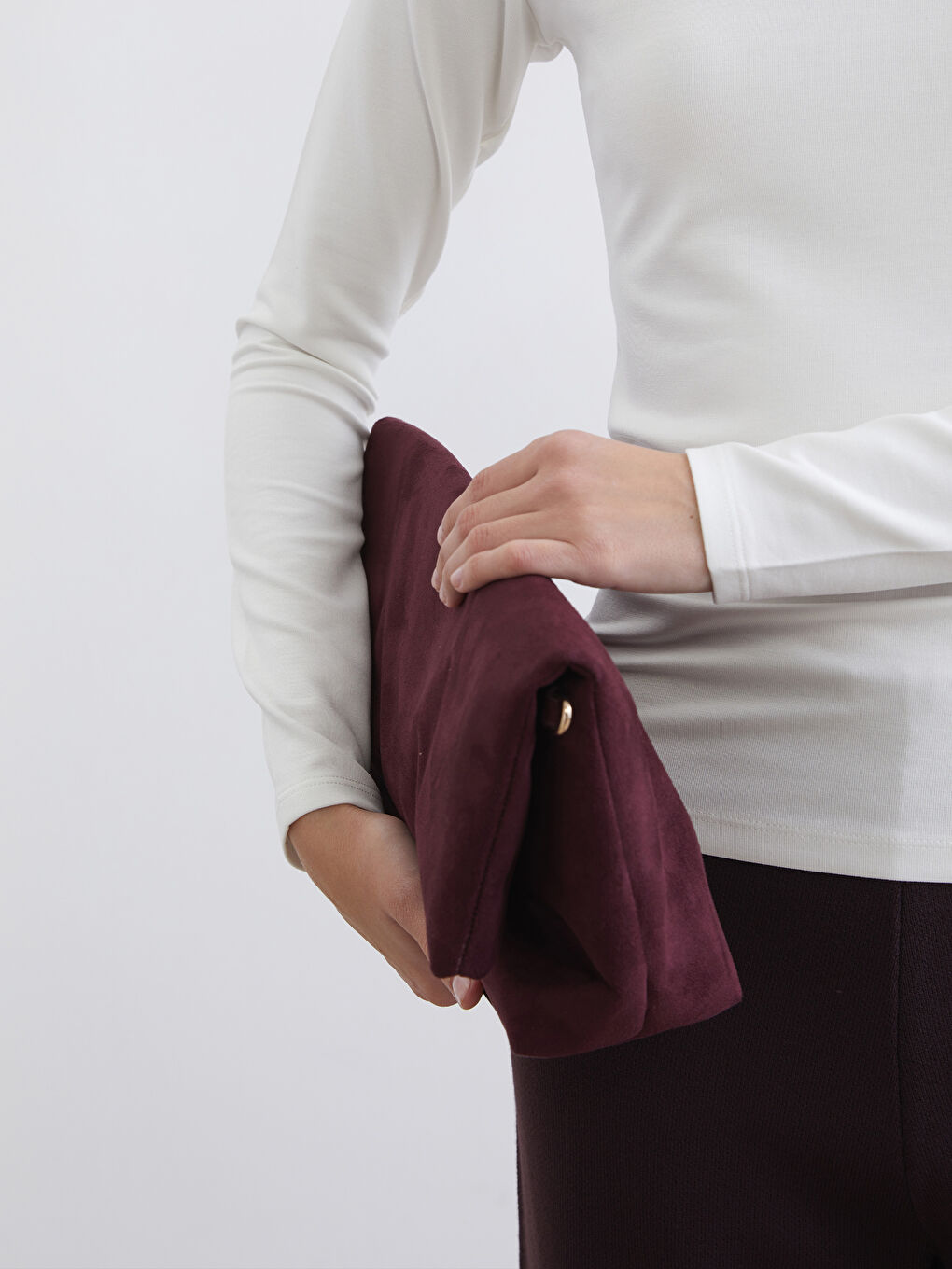 Ekru Bisiklet Yaka Kadın Body-2