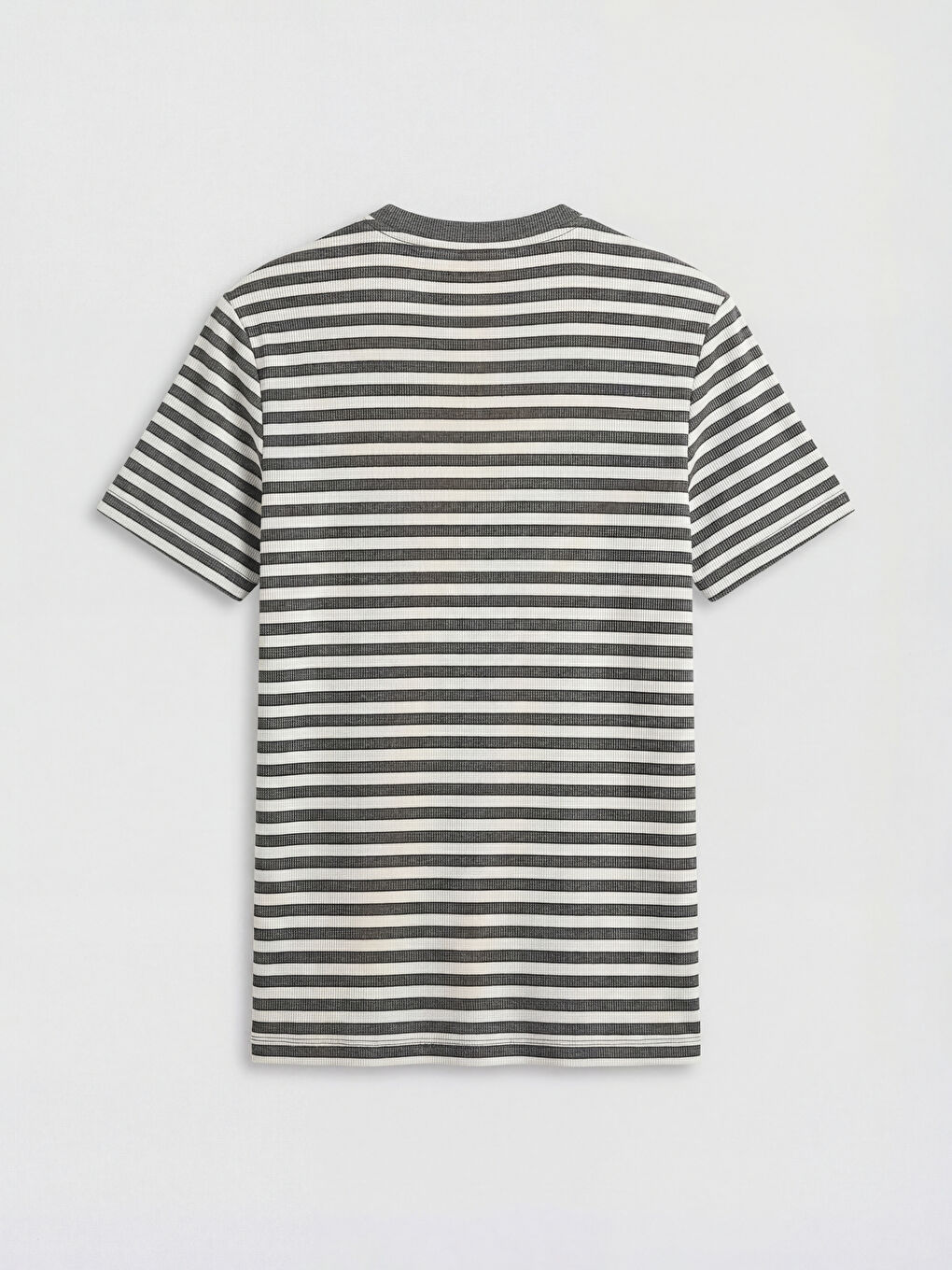 Gri Bisiklet Yaka Çizgili Erkek Tişört	-5