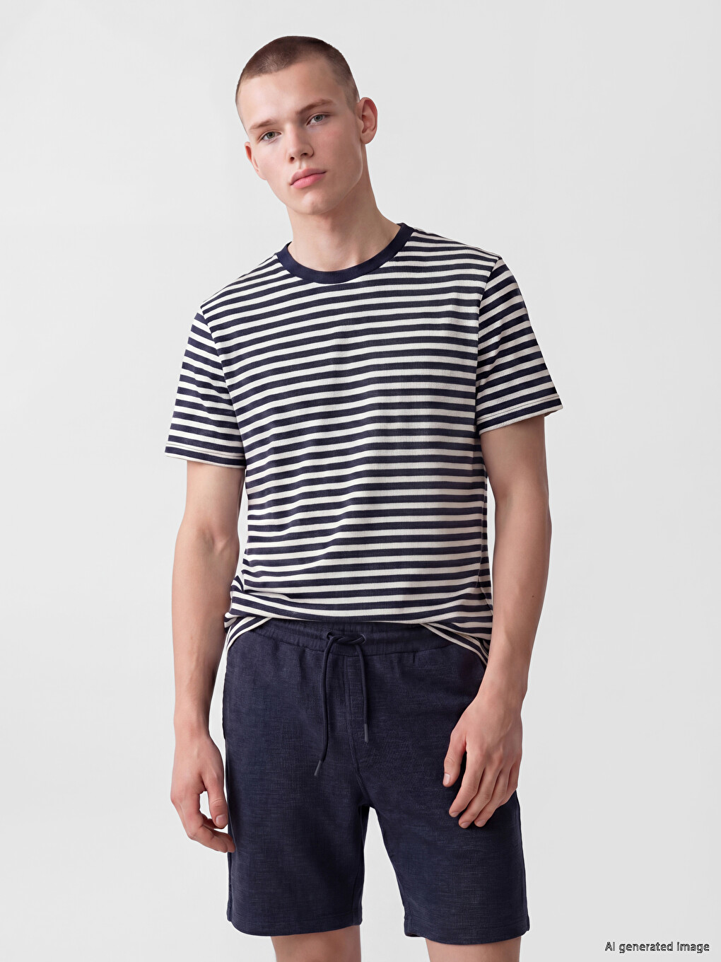Crew Neck Striped Men's T-Shirt-1