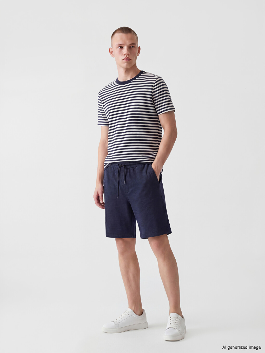 Crew Neck Striped Men's T-Shirt-2