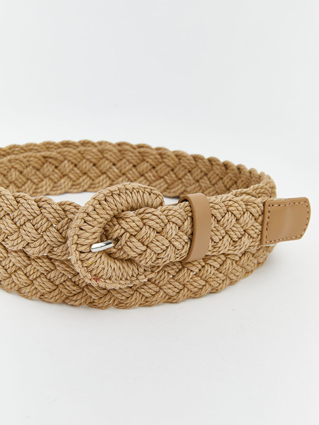 Bej Hasır Örgü Kadın Kemer-1