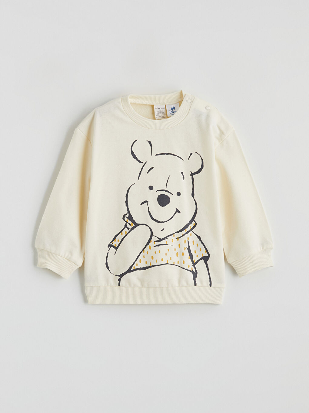 Ekru Winnie the Pooh Baskılı Erkek Bebek Sweatshirt ve Eşofman Alt-1