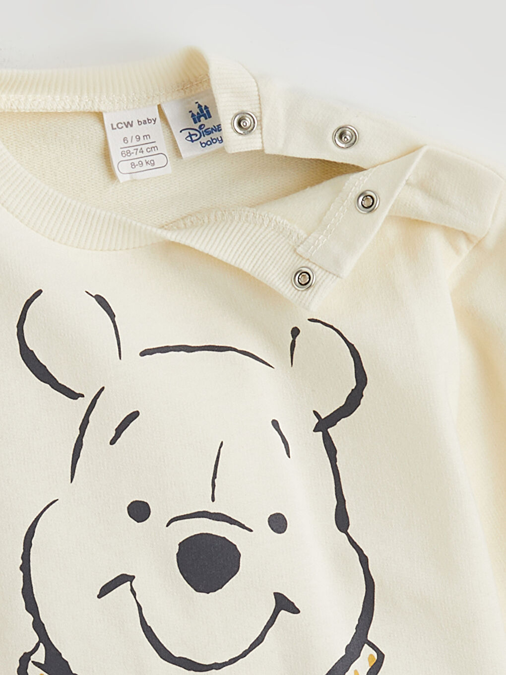 Ekru Winnie the Pooh Baskılı Erkek Bebek Sweatshirt ve Eşofman Alt-2