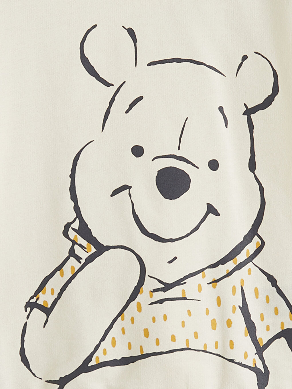 Ekru Winnie the Pooh Baskılı Erkek Bebek Sweatshirt ve Eşofman Alt-3