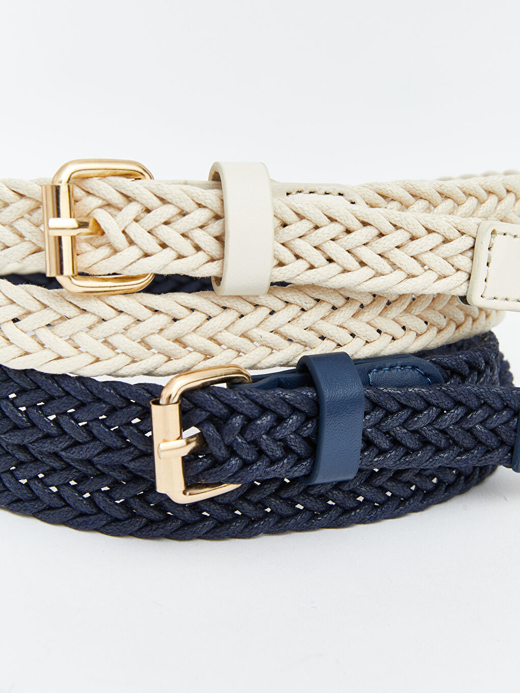 Lacivert Örgü Desenli Kadın Kemer 2'li-3