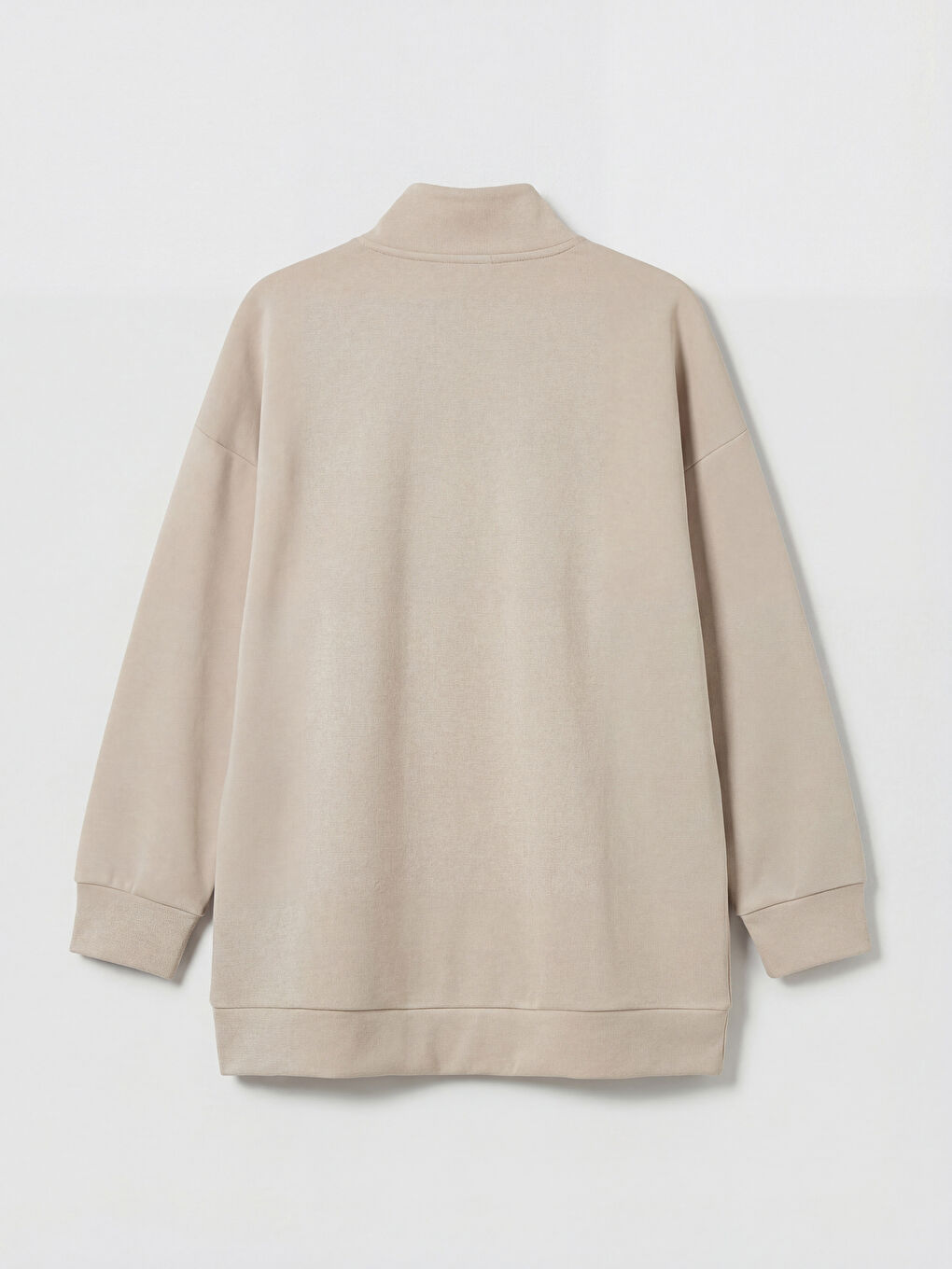 Gri Dik Yaka Kadın Sweatshirt-1