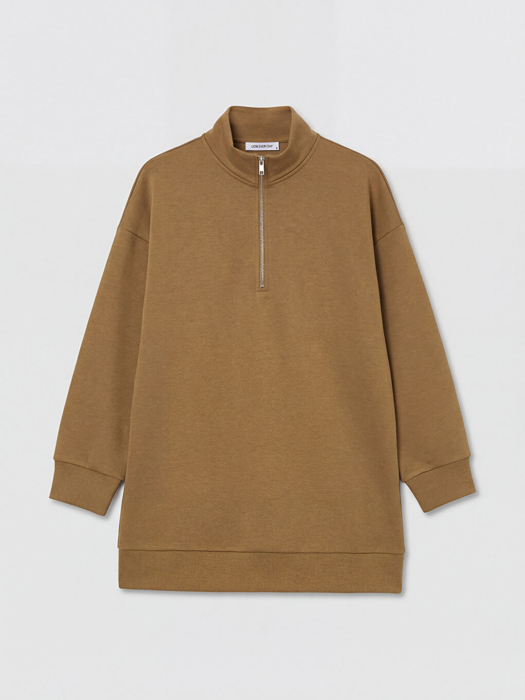 Haki Dik Yaka Kadın Sweatshirt