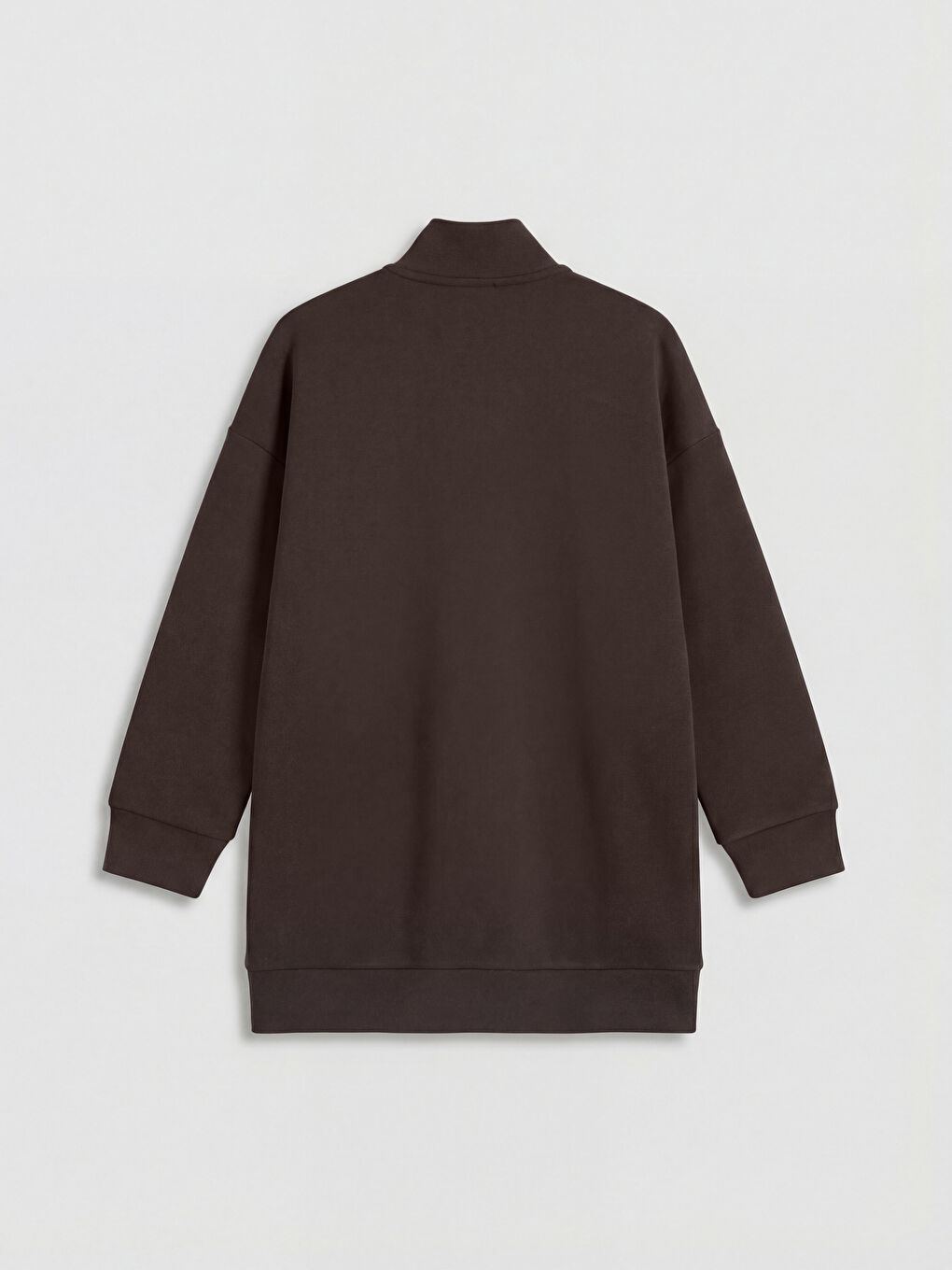 Kahverengi Dik Yaka Kadın Sweatshirt-1