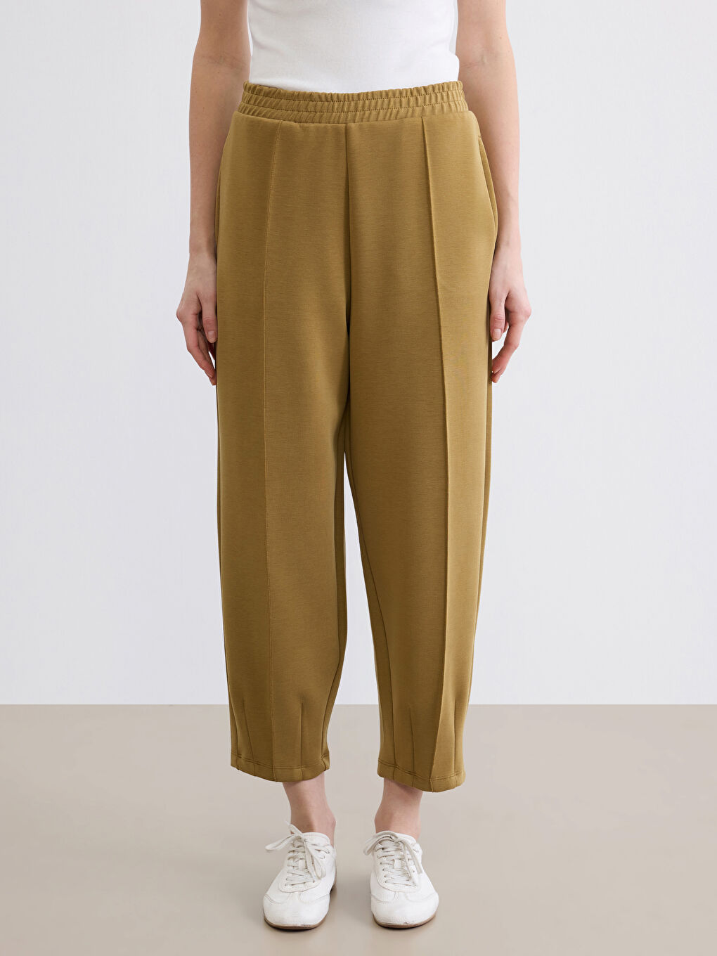 Haki Beli Lastikli Modal Karışımlı Kadın Eşofman Altı-1