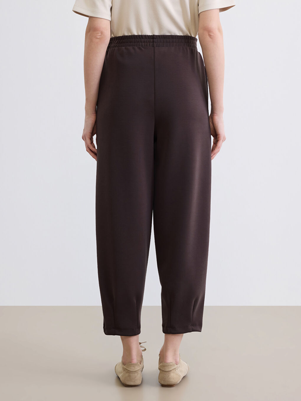 Kahverengi Beli Lastikli Modal Karışımlı Kadın Eşofman Altı-3