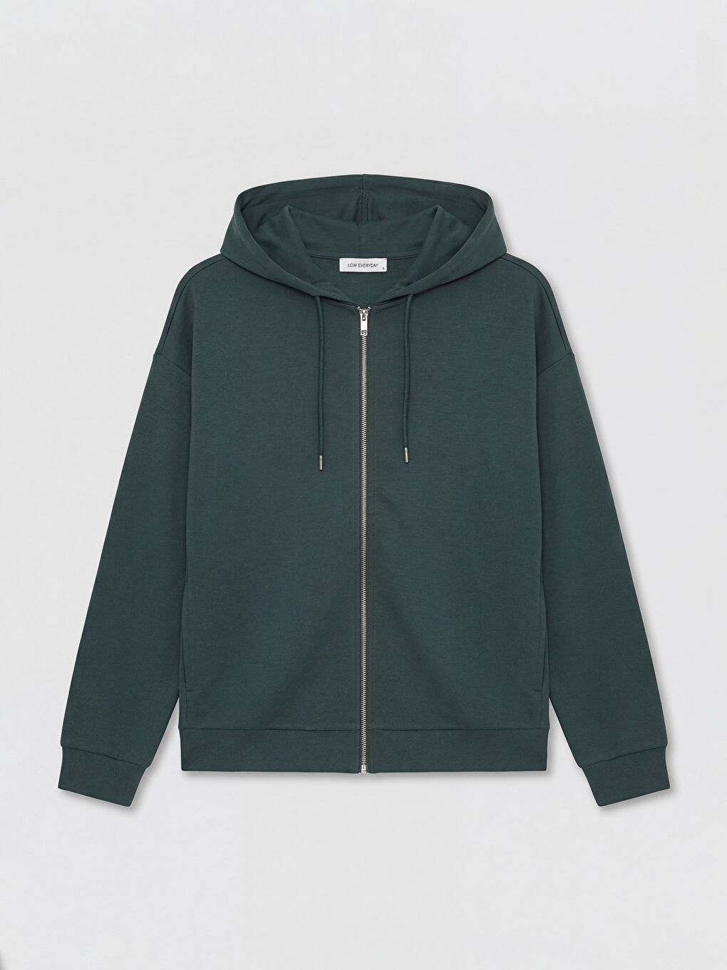 Yeşil Kapüşonlu Oversize Kadın Fermuarlı Sweatshirt