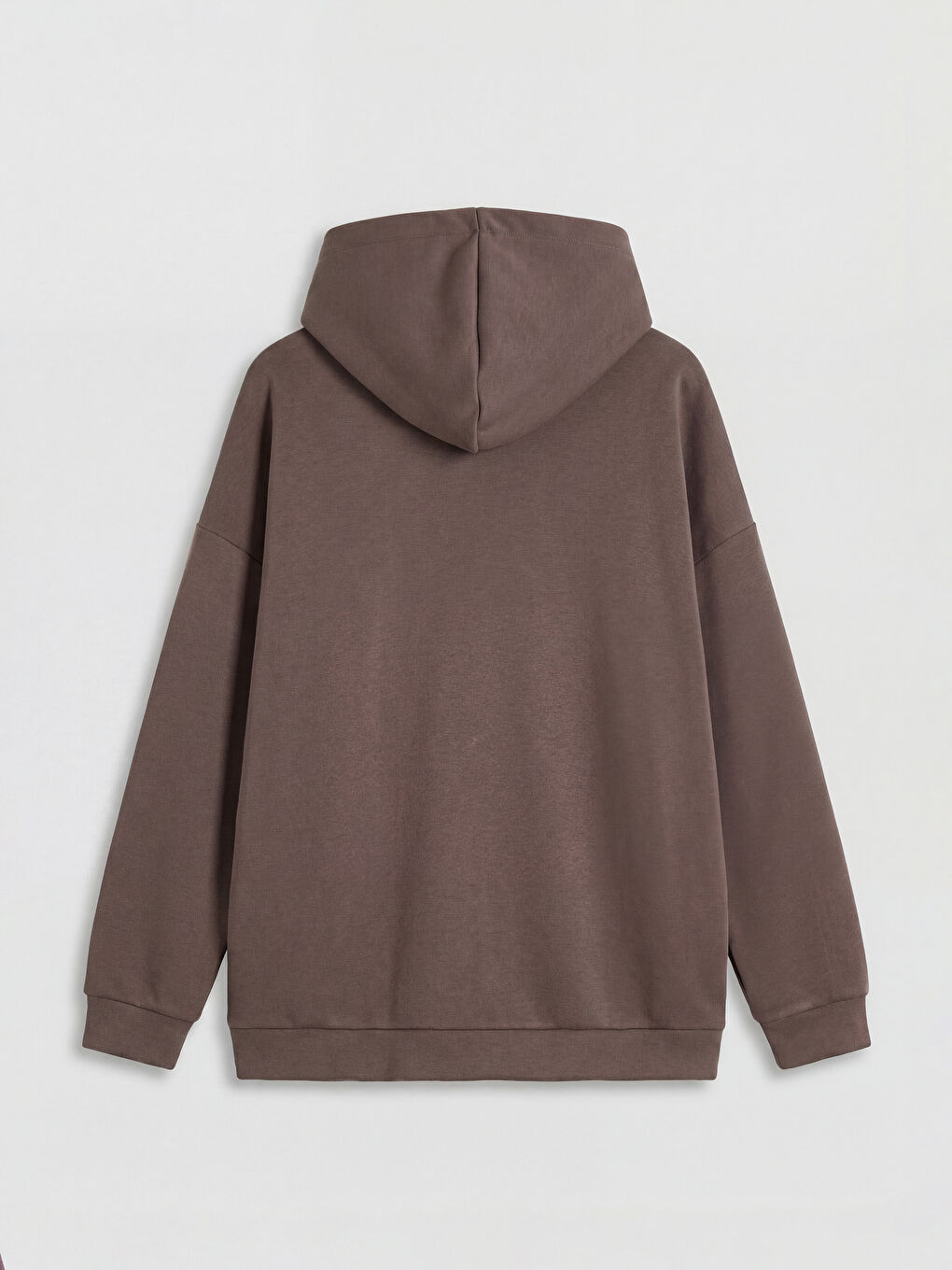 Kahverengi Kapüşonlu Kadın Fermuarlı Sweatshirt-6