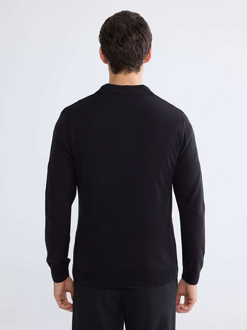 كنزة صوفية تريكو بنمط أرغيل بياقة بولو للرجال-4