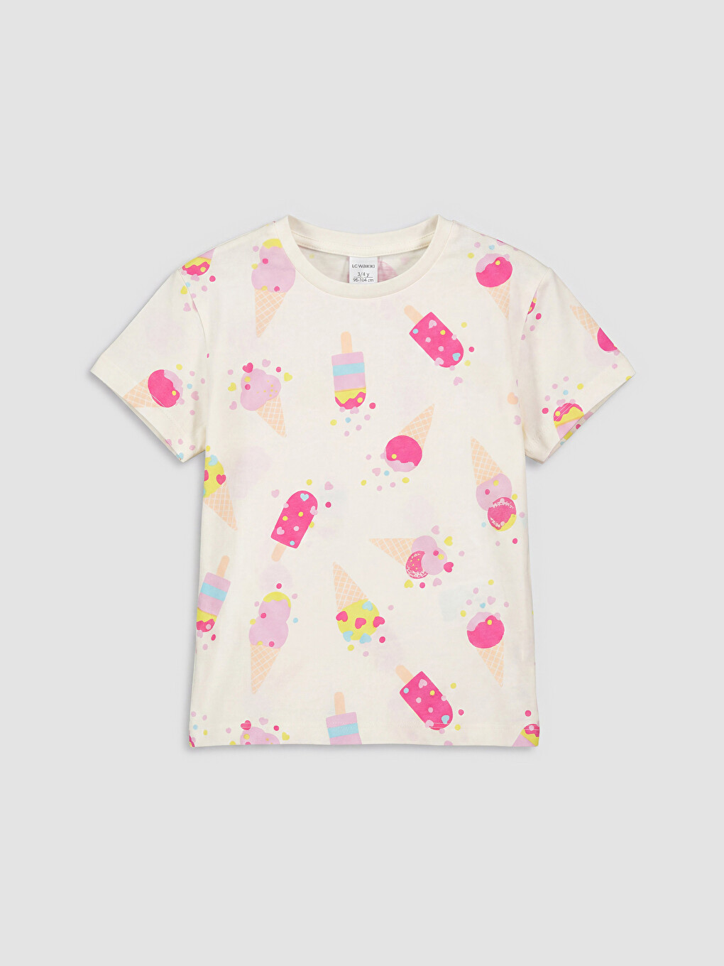 Crew Neck Printed Girls' 2 Pack T-Shirt-2