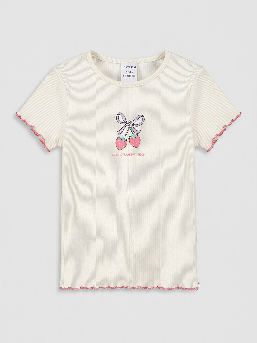 تي شيرت مضلع مطبوع للبنات عبوة من 2 قطعة-1