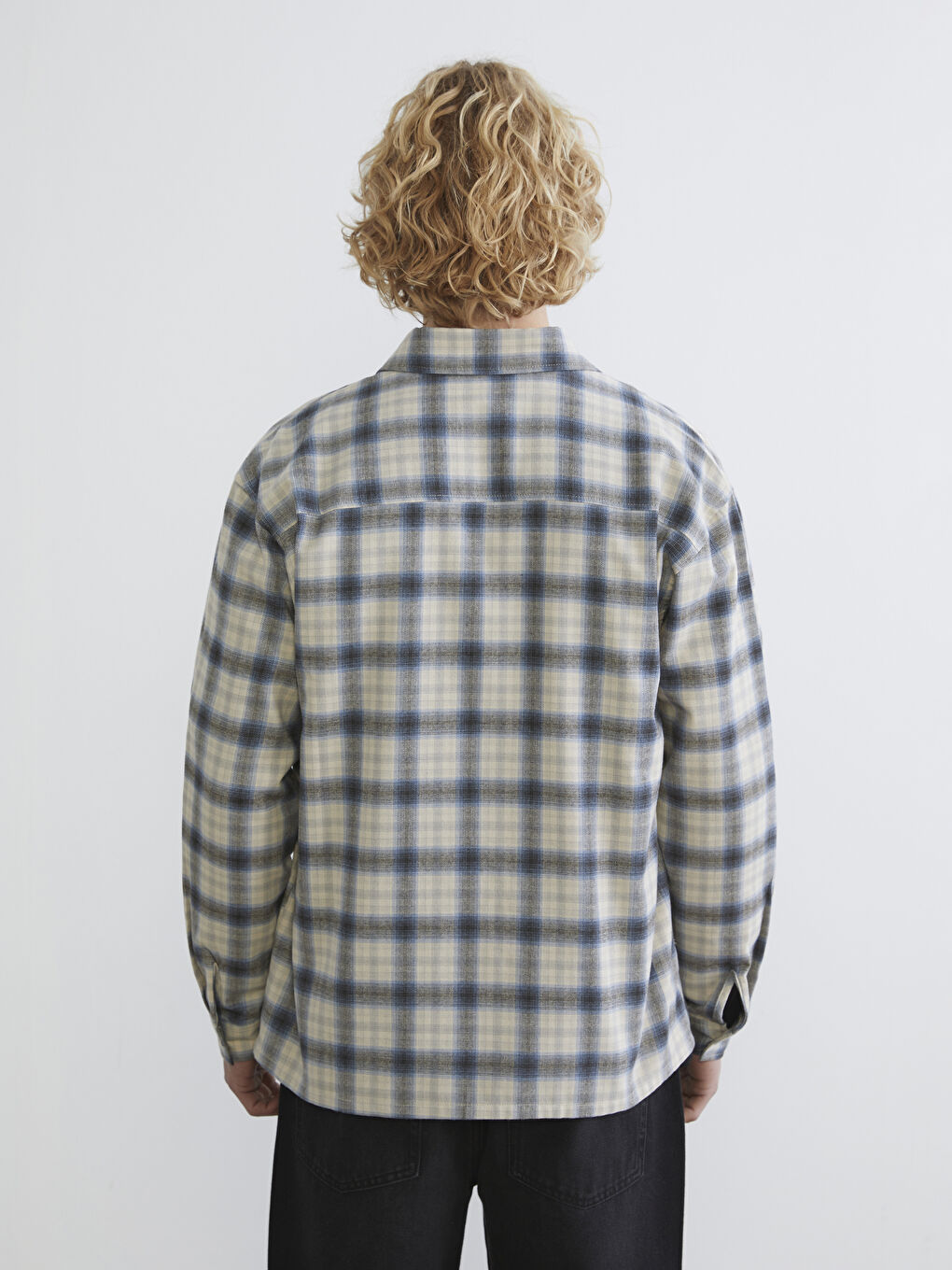 Άνδρας ΜΠΛΕ Πουκάμισο φανέλα-3