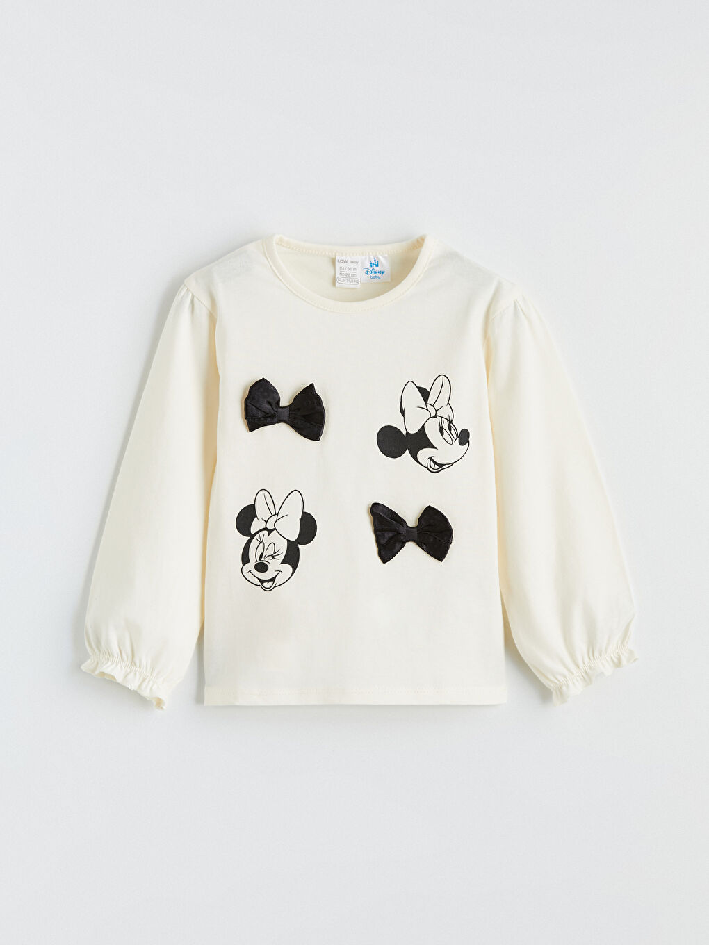 Ekru Minnie Mouse Baskılı Kız Bebek Bluz ve Tayt-1