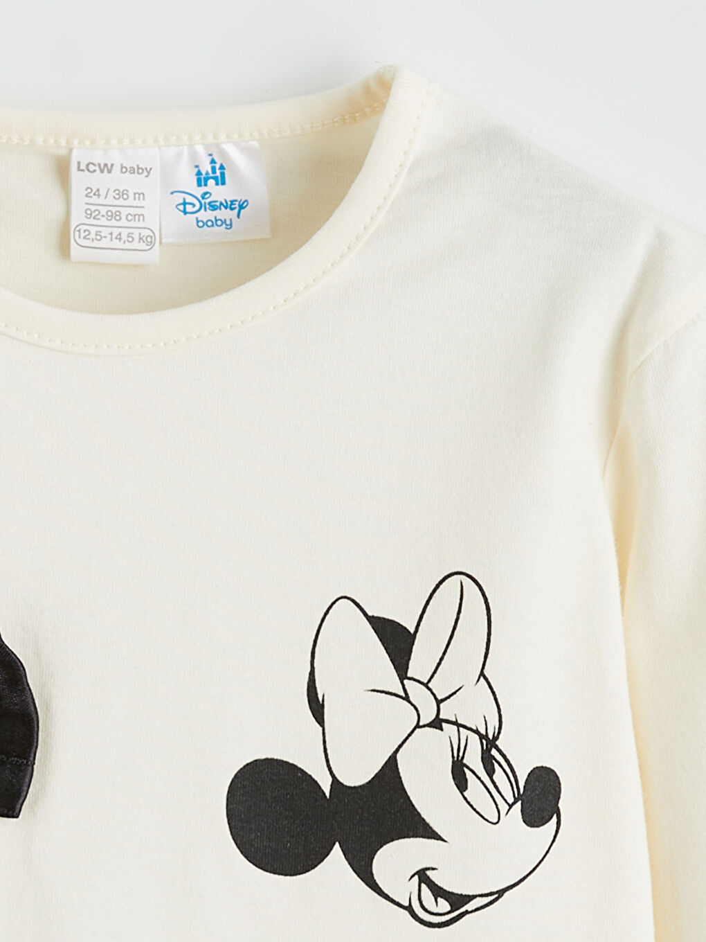 Ekru Minnie Mouse Baskılı Kız Bebek Bluz ve Tayt-2