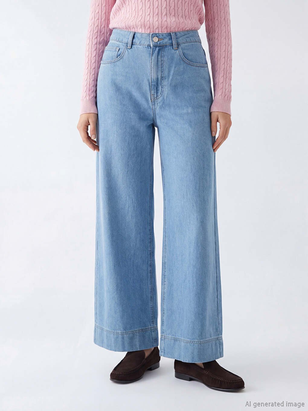 İndigo Wideleg Kadın Jean Pantolon-1