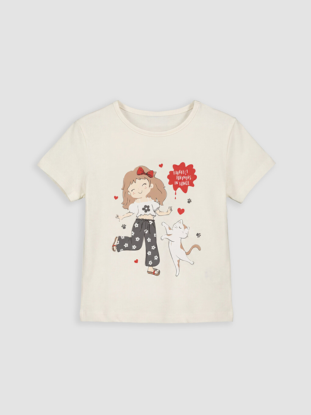 Crew Neck Printed Girls' T-Shirt 2 Pack-1