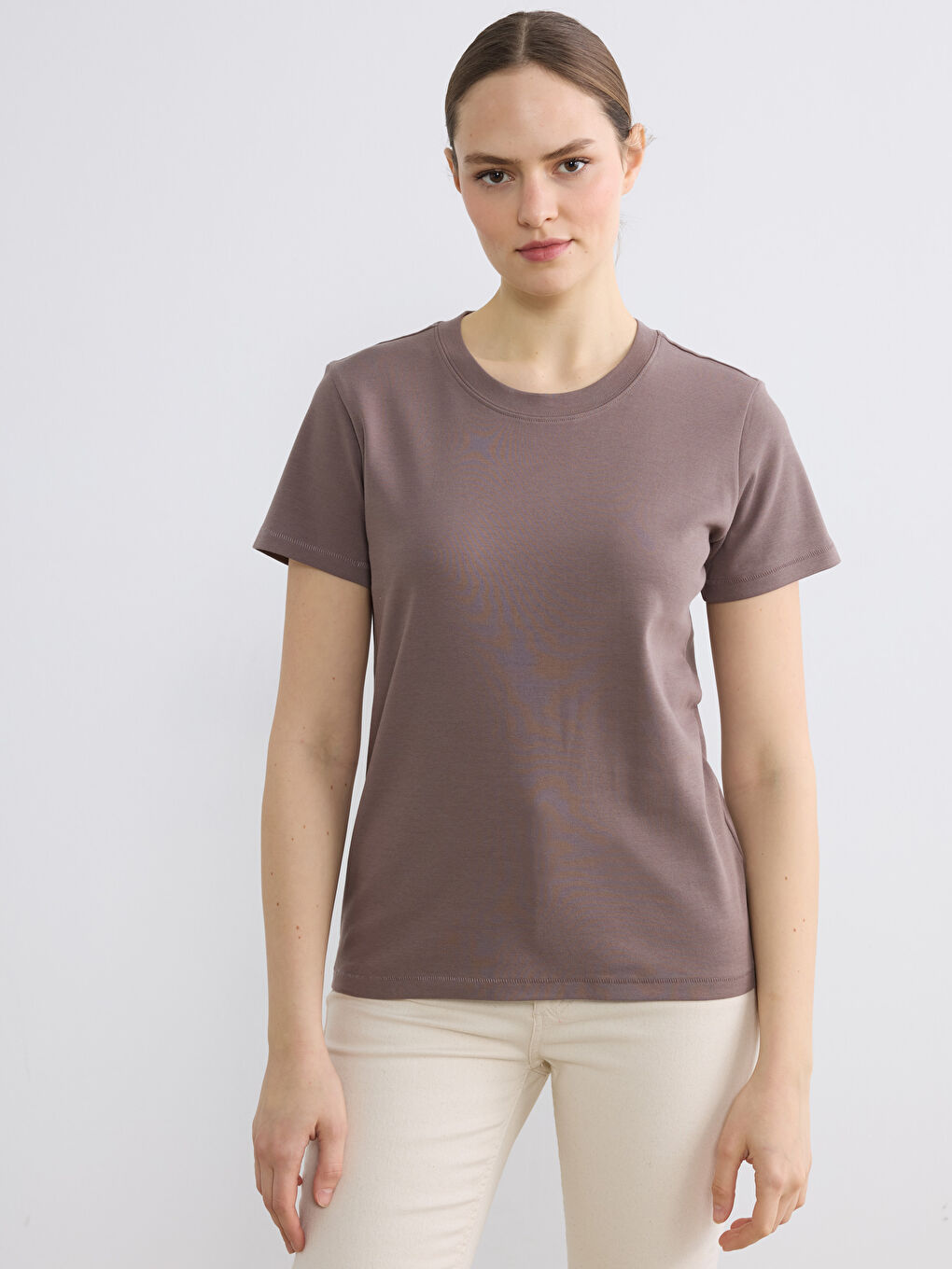 Женщины Коричневый Футболка