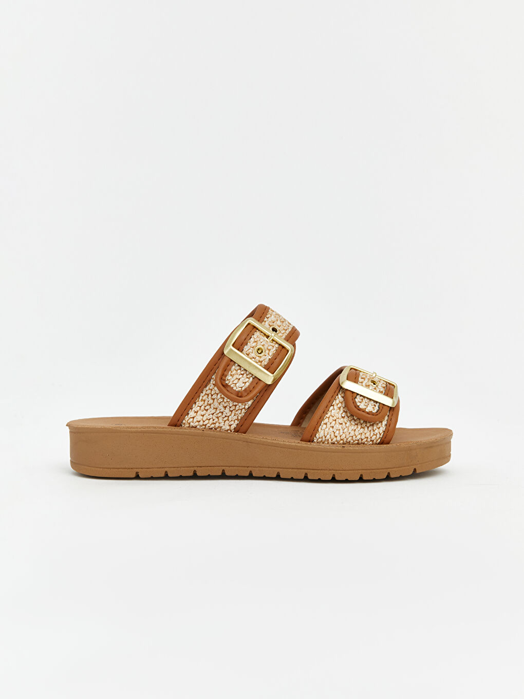 Bej Çift Bantlı Kadın Terlik-2