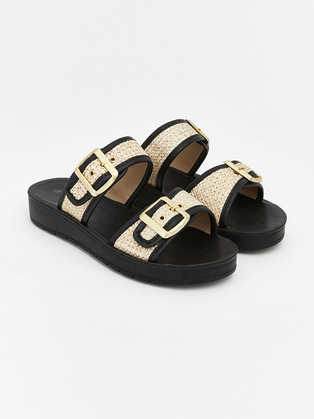 Siyah Çift Bantlı Kadın Terlik