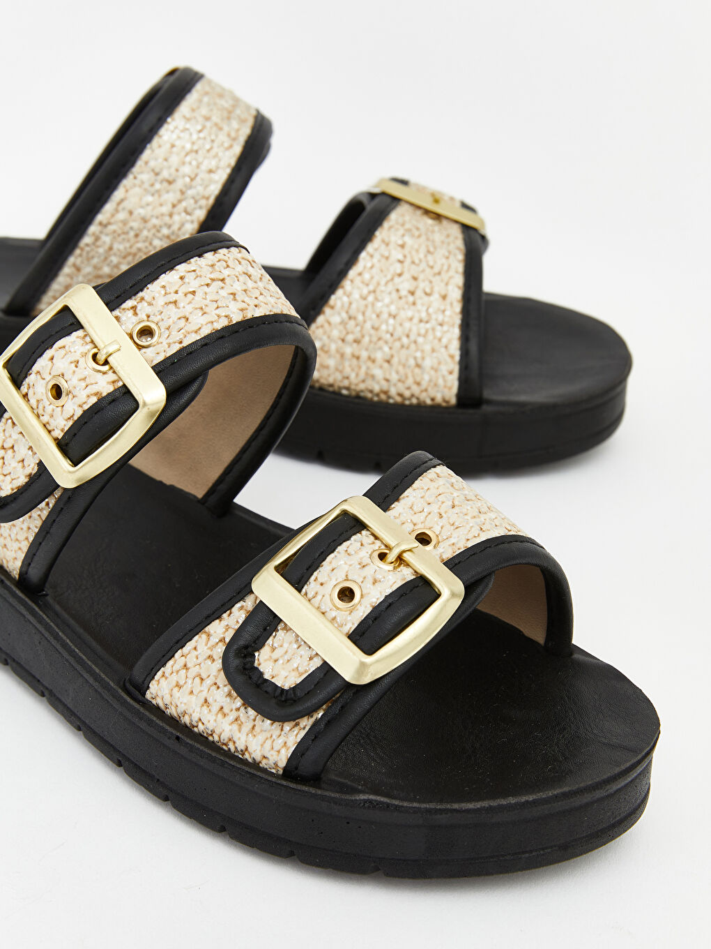 Siyah Çift Bantlı Kadın Terlik-2