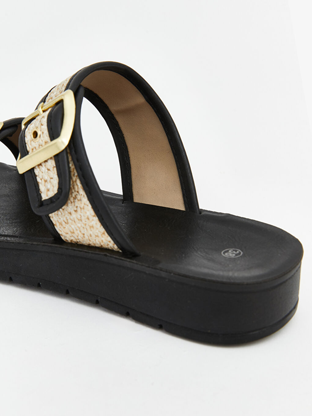 Siyah Çift Bantlı Kadın Terlik-4