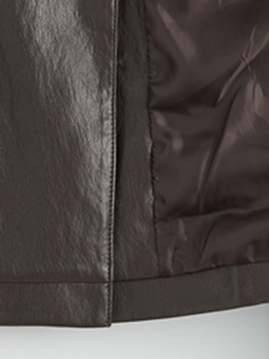 Gömlek Yaka Kadın Deri Görünümlü Ceket-6