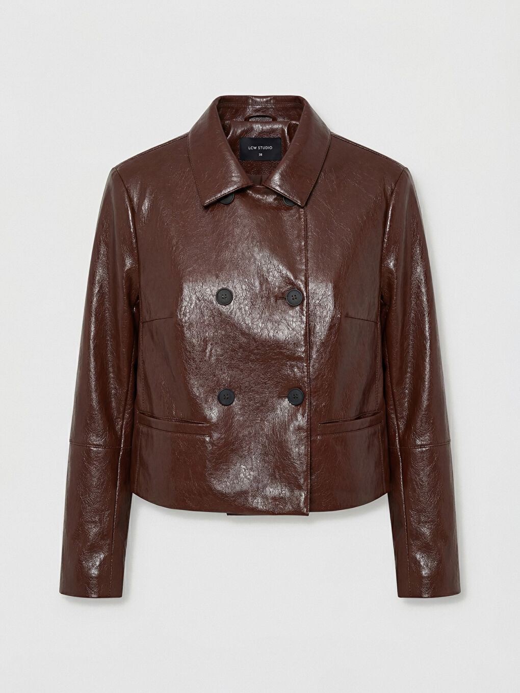 Woman BROWN Faux Leather Jacket-6
