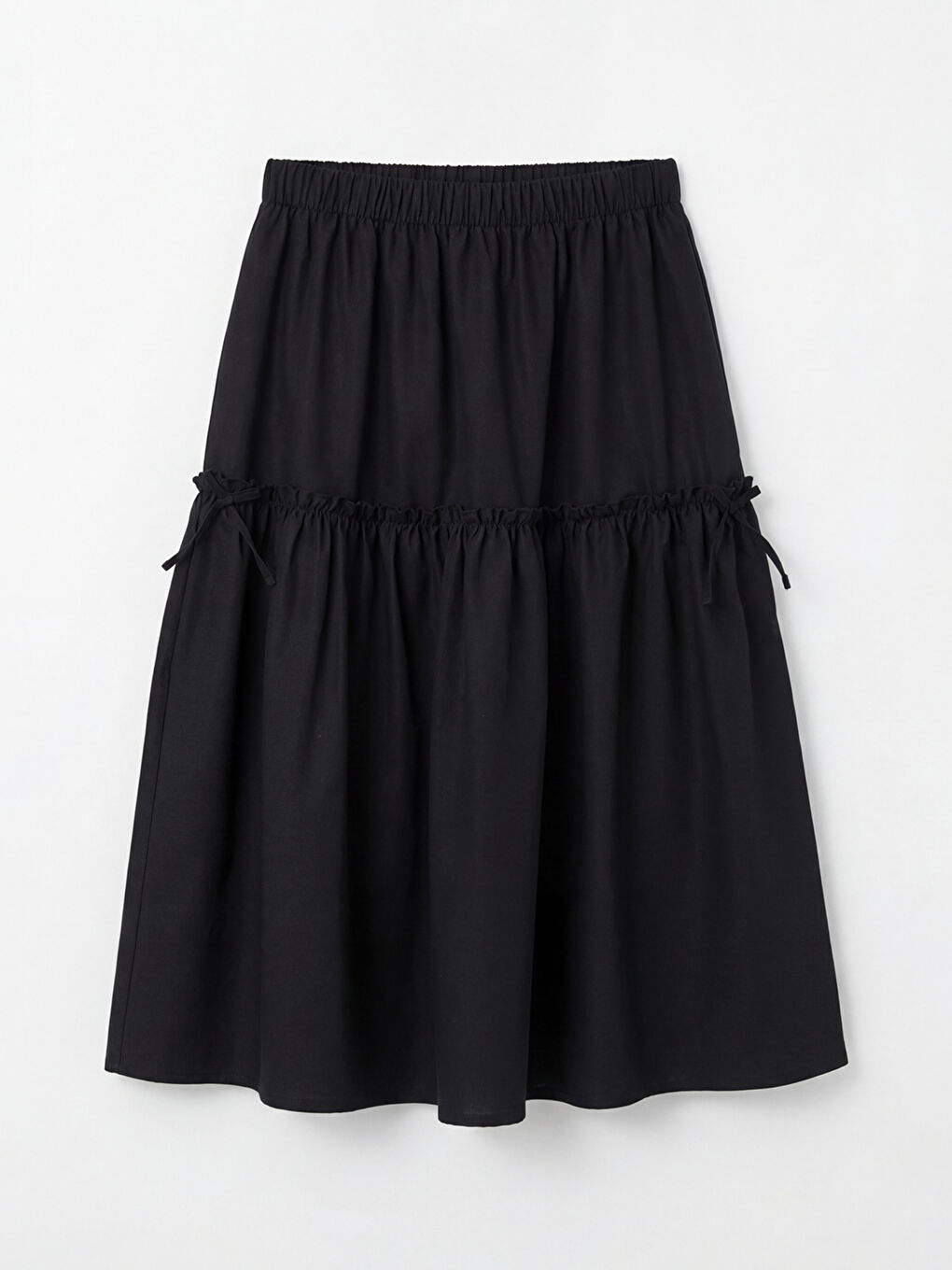 Siyah Beli Lastikli Fiyonk Detaylı Kız Çocuk Etek