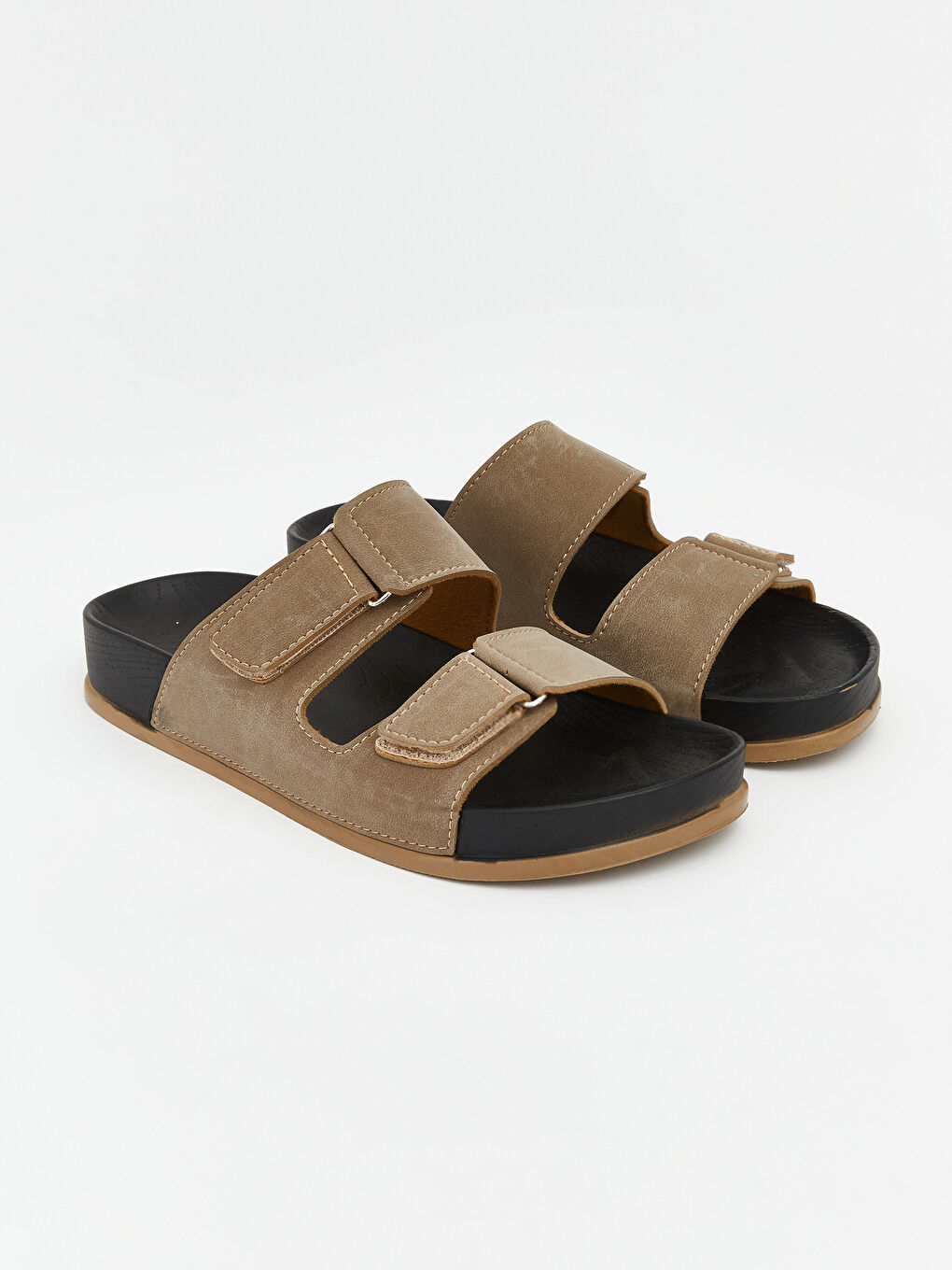 Haki Çift Bantlı Erkek Terlik