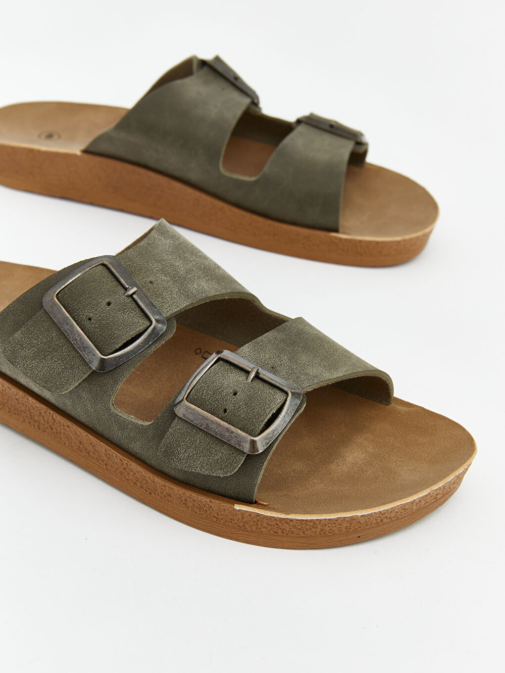 Haki Çift Tokalı Erkek Terlik-2