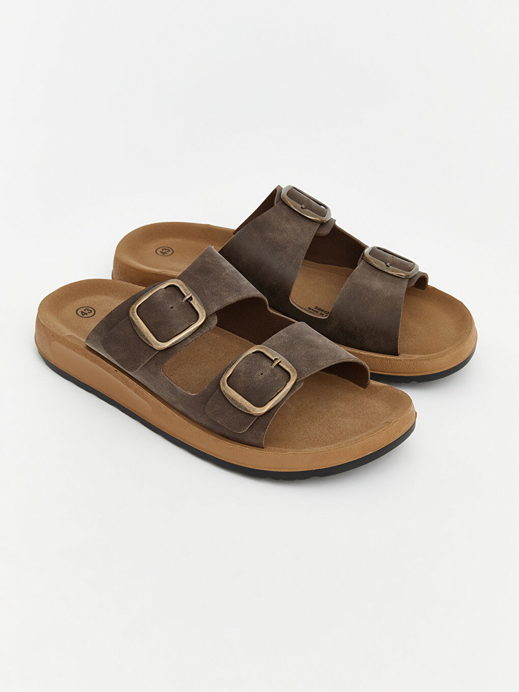 Kahverengi Çift Bantlı Erkek Terlik