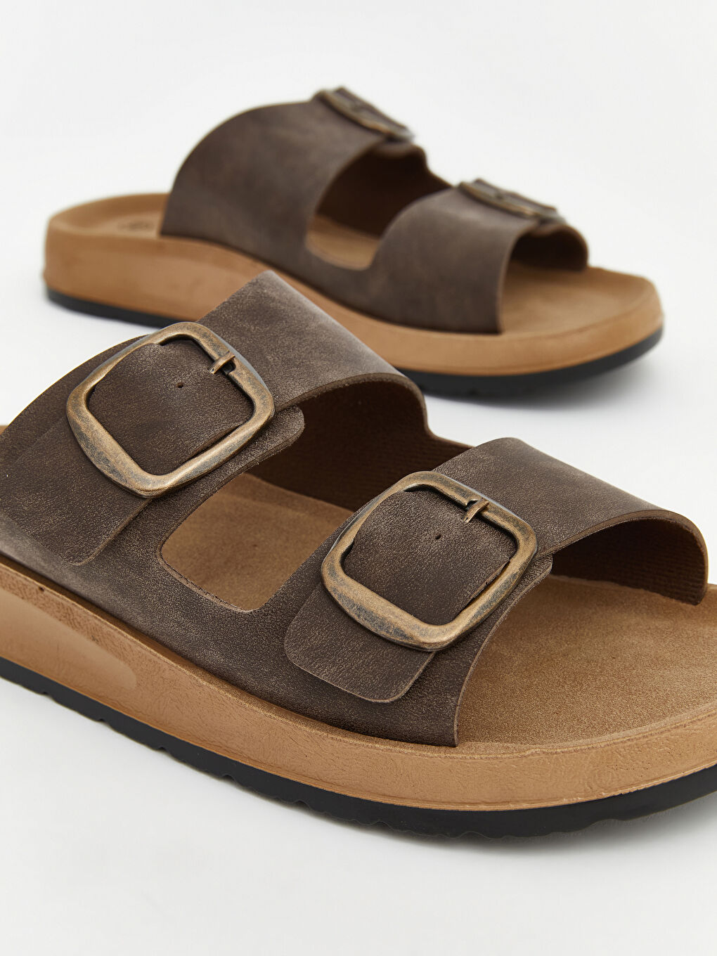 Kahverengi Çift Bantlı Erkek Terlik-2