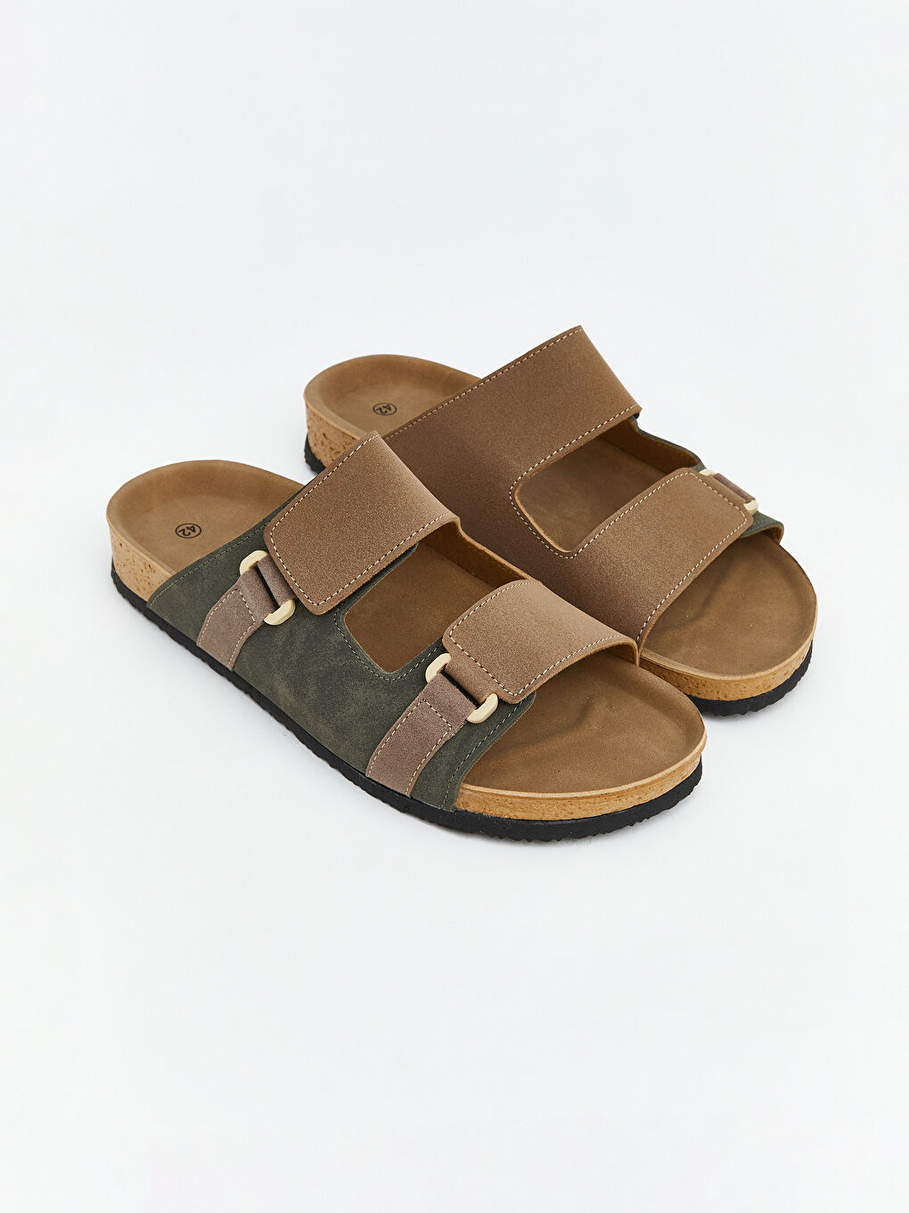 Haki Çift Bantlı Erkek Terlik