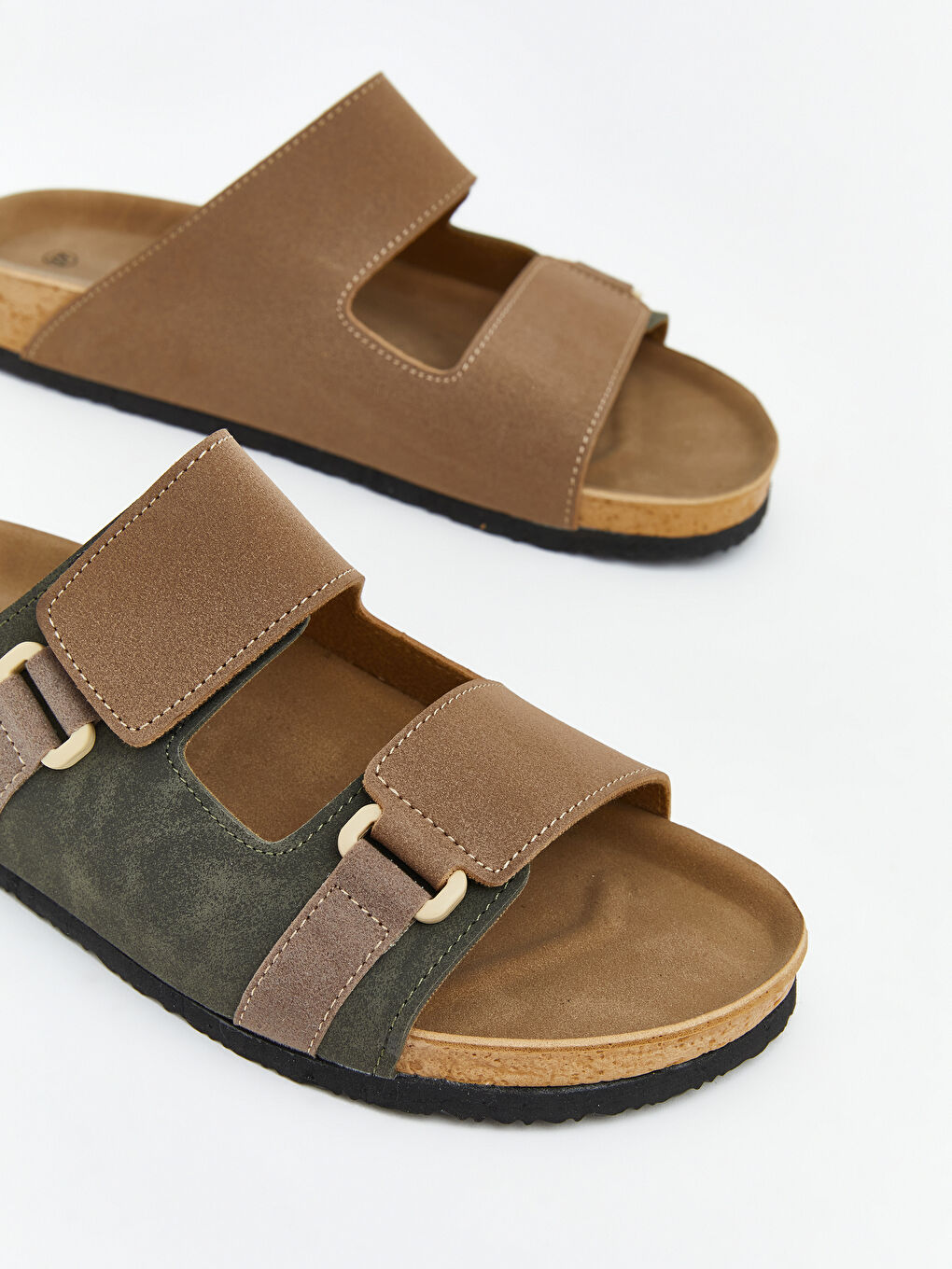 Haki Çift Bantlı Erkek Terlik-2