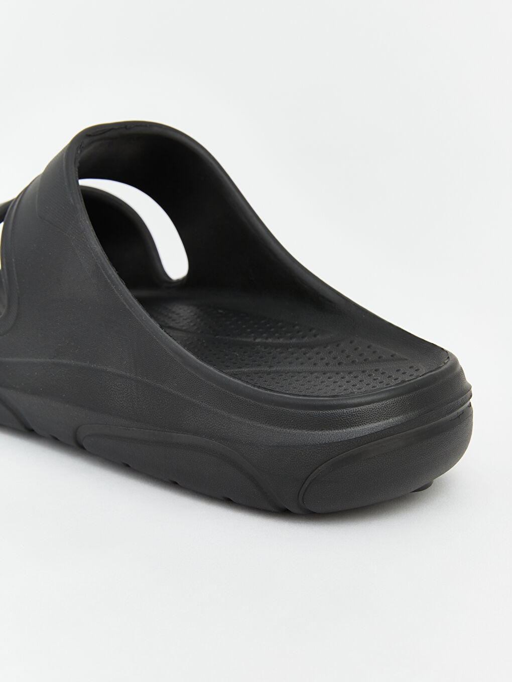 Siyah Geniş Çift Bantlı Kalın Tabanlı Erkek Terlik-3