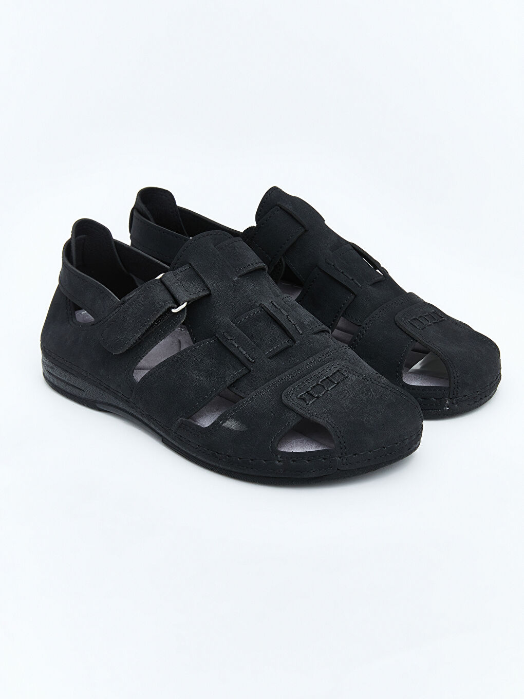 Siyah Süet Görünümlü Erkek Sandalet