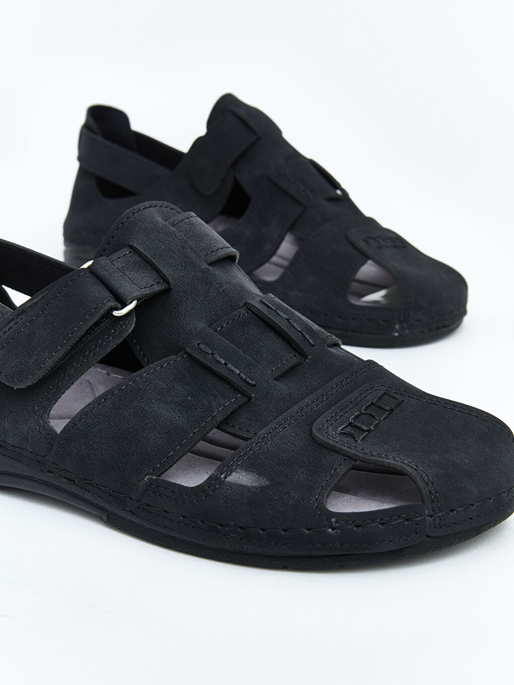 Siyah Süet Görünümlü Erkek Sandalet-2