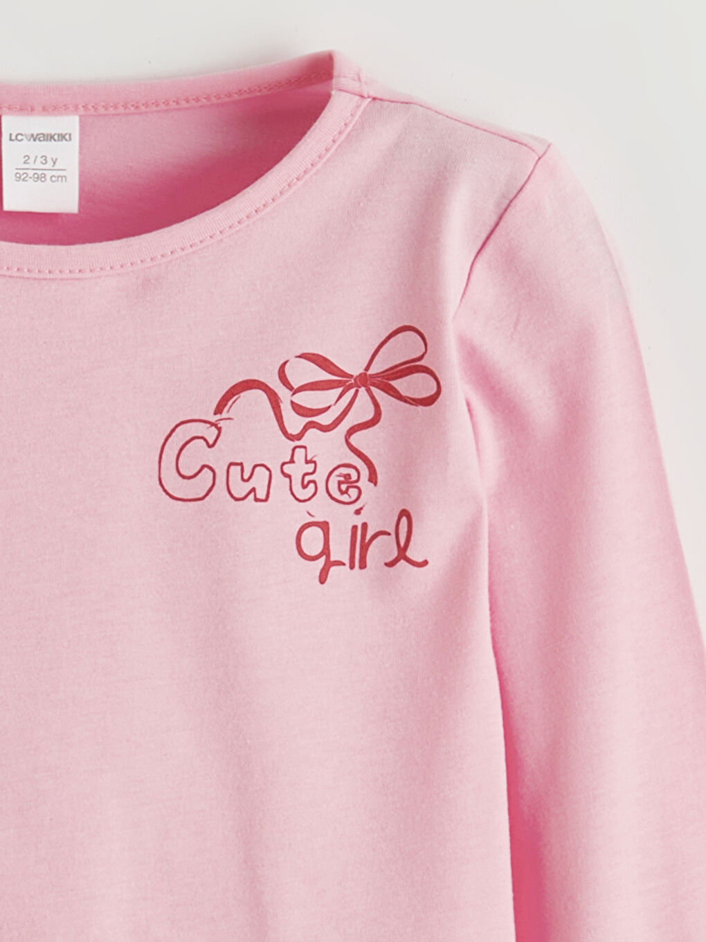 Pembe Baskılı Uzun Kollu Kız Çocuk Tişört-2