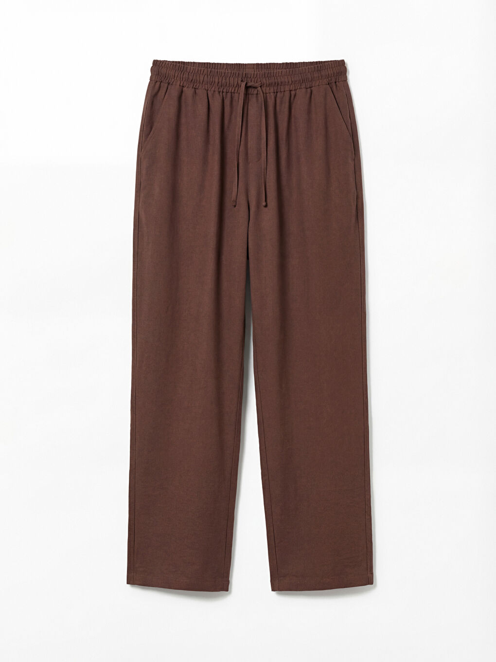 Kahverengi Beli Lastikli Kadın Pantolon-4