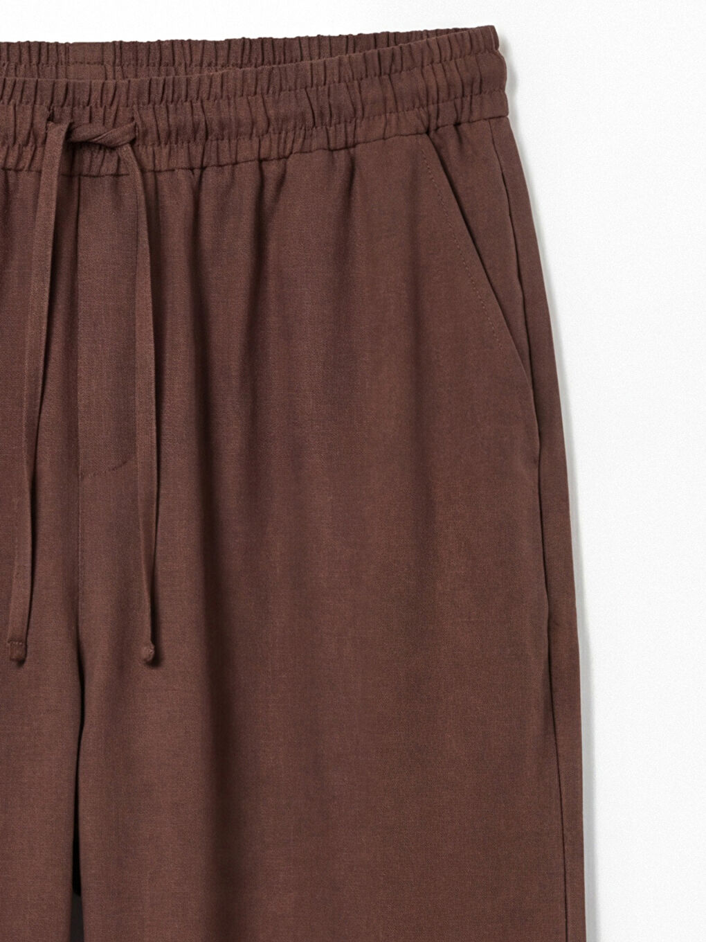 Kahverengi Beli Lastikli Kadın Pantolon-5